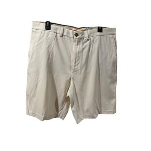 Tommy Bahama Mens 36 Silk Cotton Twill Shorts Off White Cream Marlin Logo